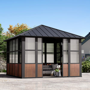 12'x12' Clario Solarium Hardtop Gazebo with Built-in TV Mount
