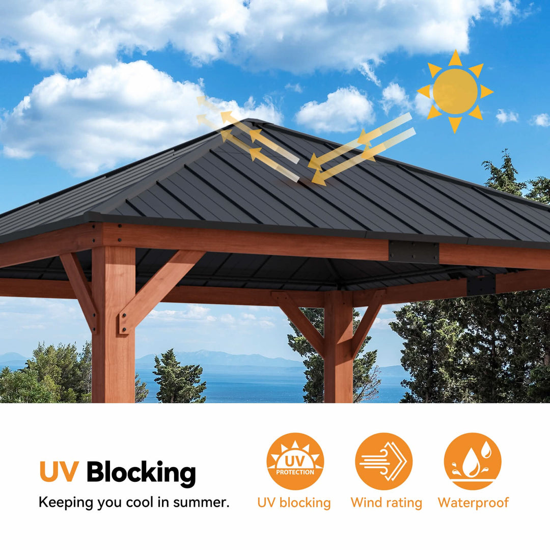 12'x12' Tranquil Grove Cedar Hardtop Gazebo