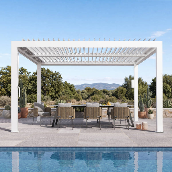 10'x12' Aurora Metal Pergola with Adjustable Louver