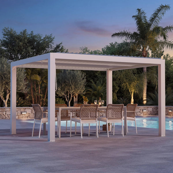 10'x12' Aurora Metal Pergola with Adjustable Louver