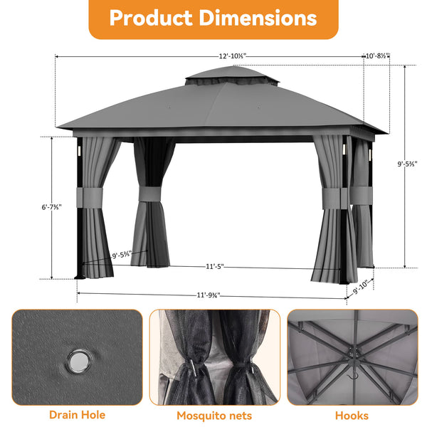 11'x13' Soft Top Gazebo with Bluetooth Speaker