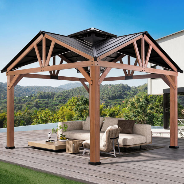 12'x12' Wedgewood Cedar Hardtop Gazebo with Gable Roof