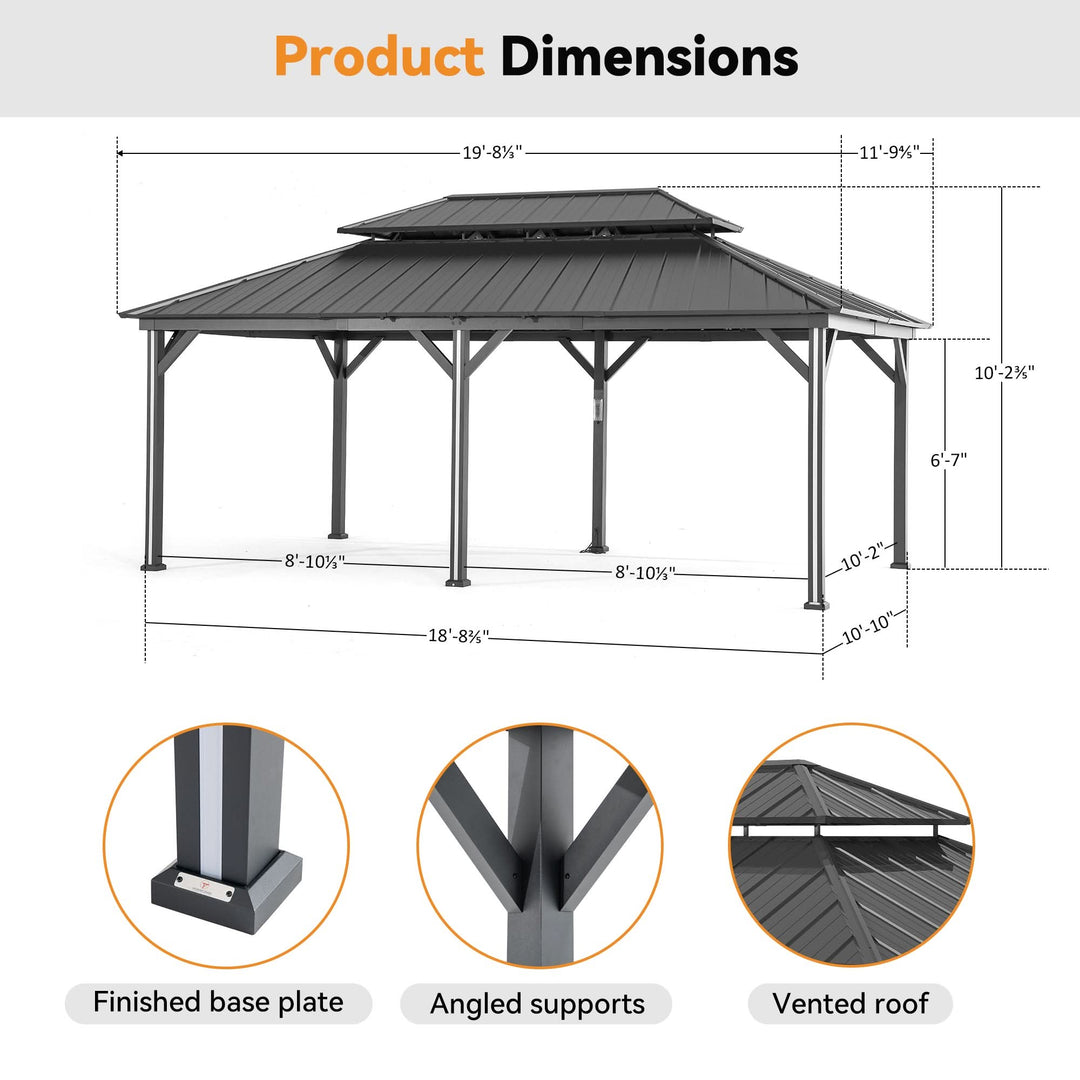 12'x20' Four Seasons Aluminum Hardtop Gazebo