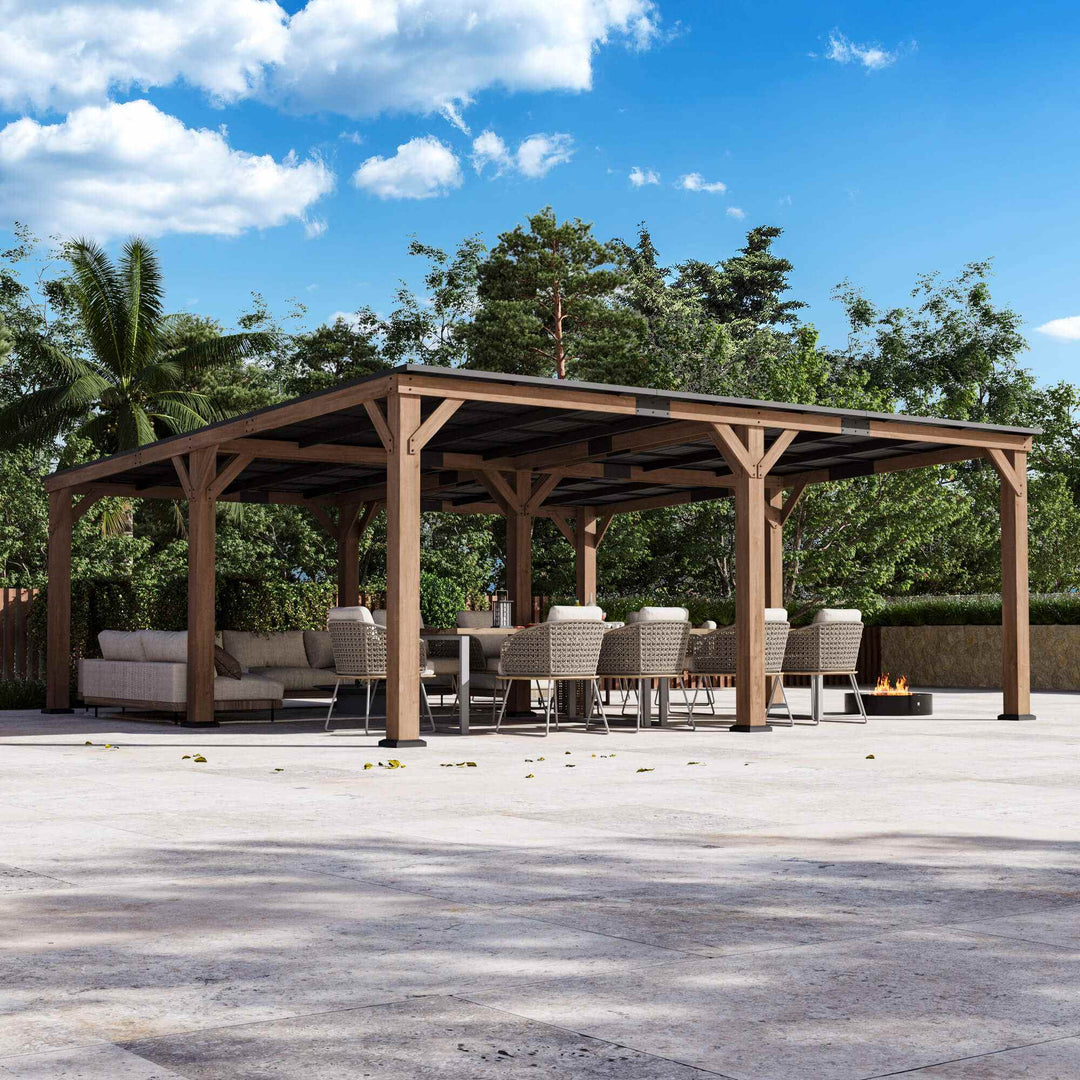 20'x20' Supreme Cedar Hardtop Gazebo with Sloped Roof