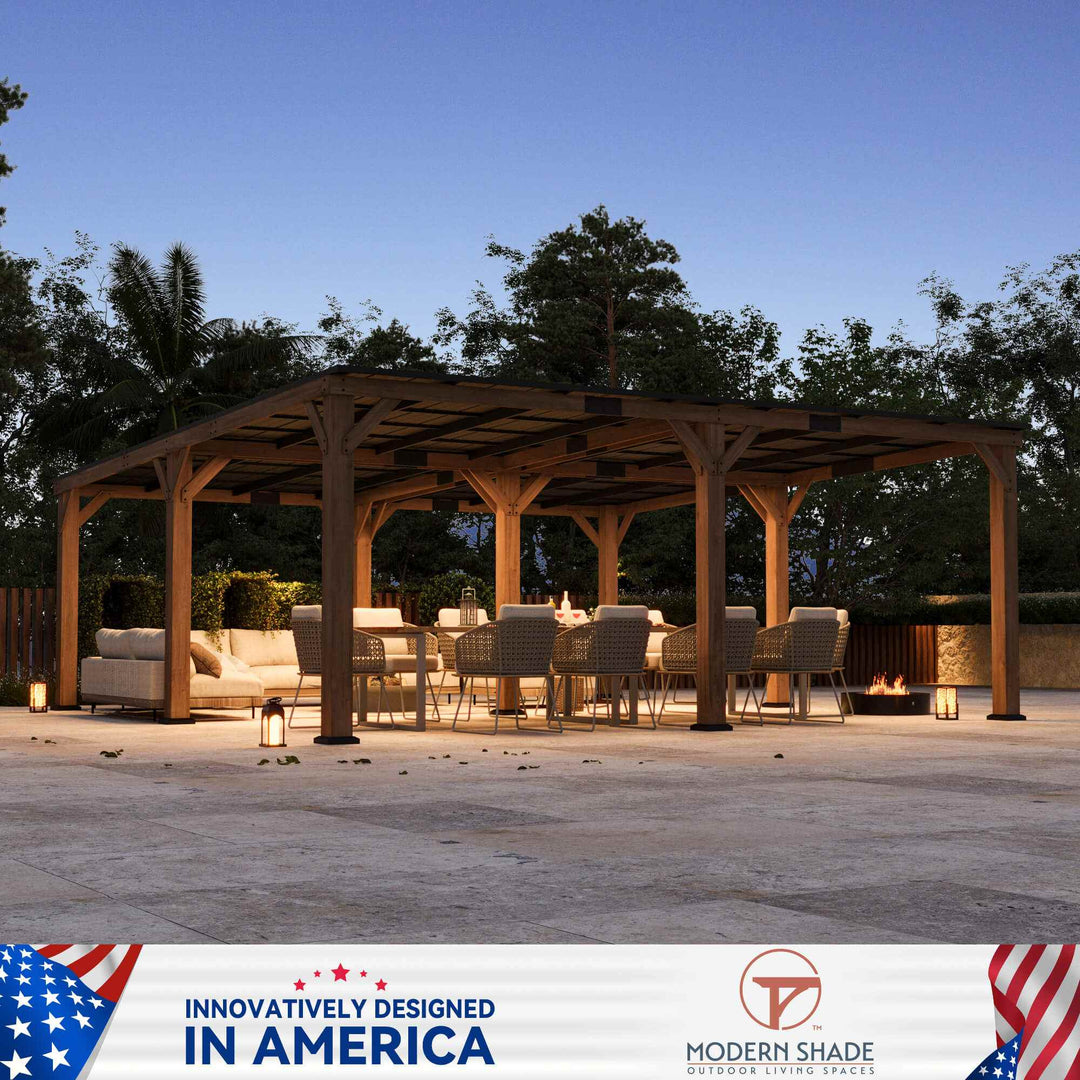 20'x20' Supreme Cedar Hardtop Gazebo with Sloped Roof