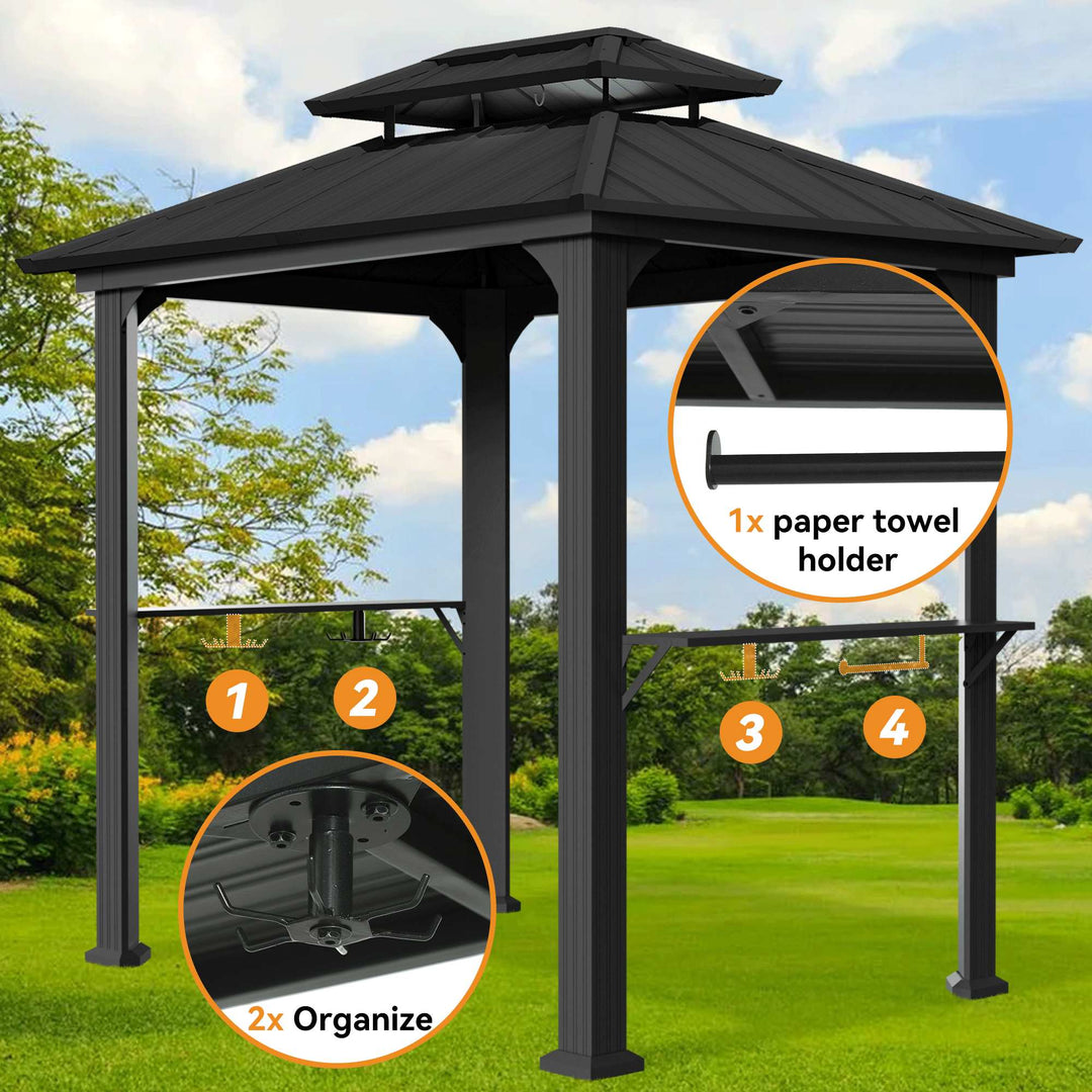6'x8' Aluminum Grill Hardtop Gazebo