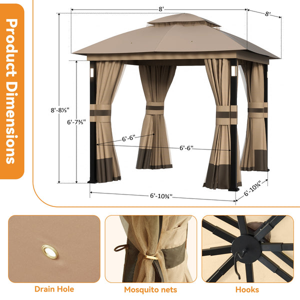8'x8' Soft Top Gazebo with Bluetooth Speaker