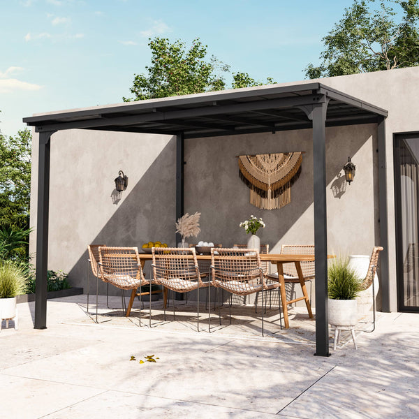 10'x10' StoneCreek Wall-mounted Lean to Hardtop Gazebo with Galvanized Steel Roof