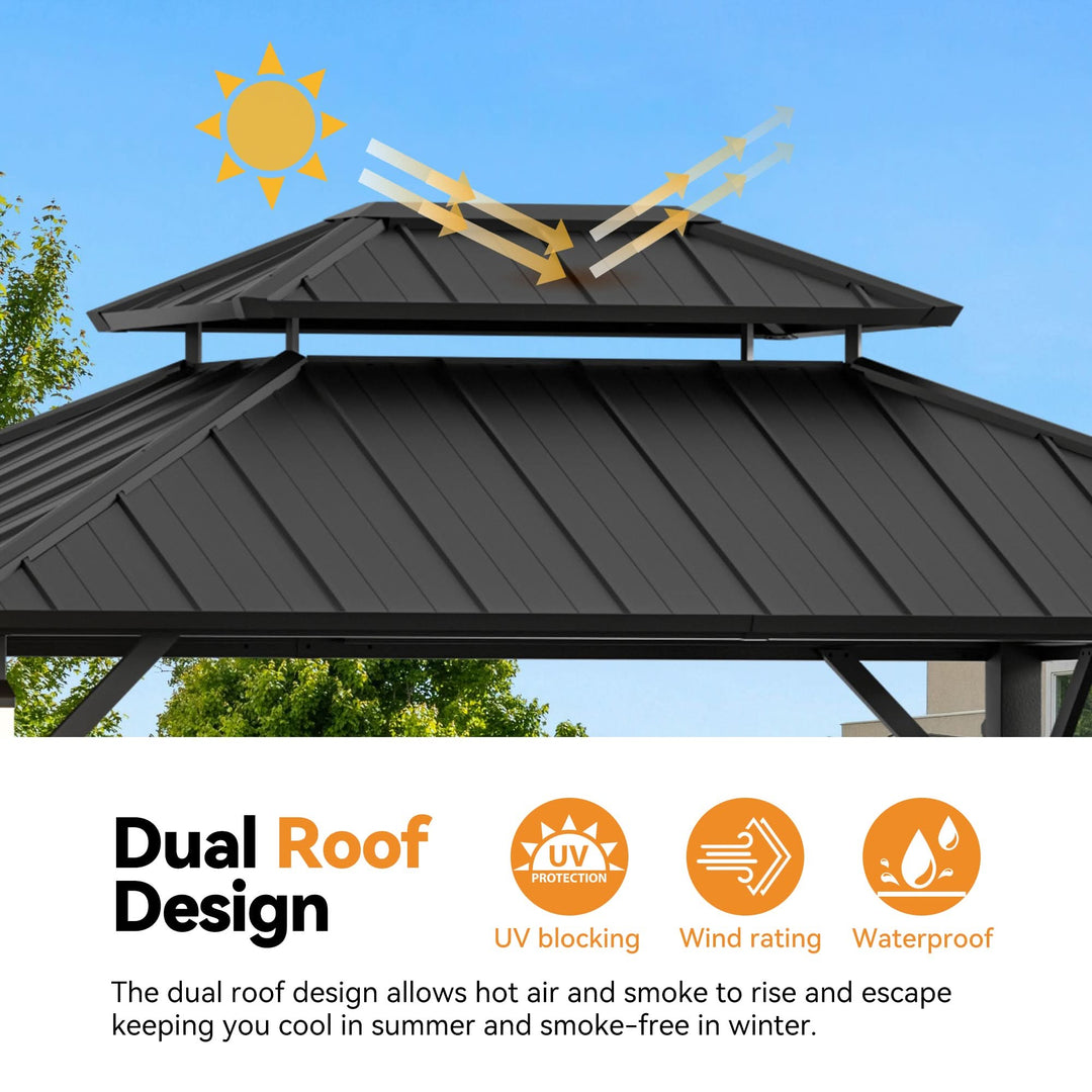 10'x12' The Horizon Metal Hardtop Gazebo