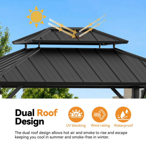 10'x12' The Horizon Metal Hardtop Gazebo
