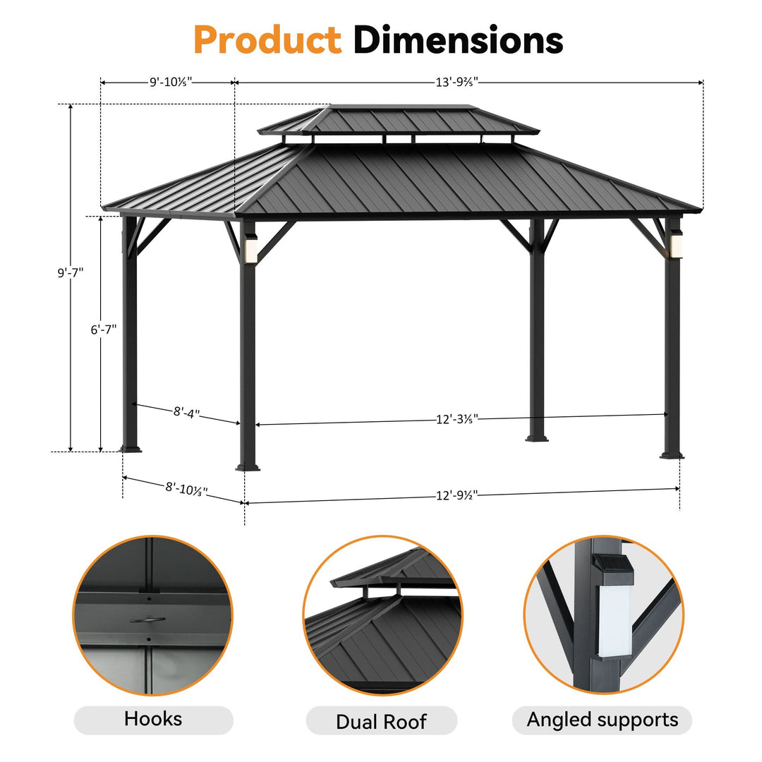 10'x14' The Horizon Metal Hardtop Gazebo