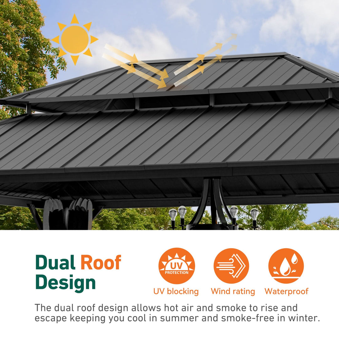 12'x16' The Horizon Metal Hardtop Gazebo