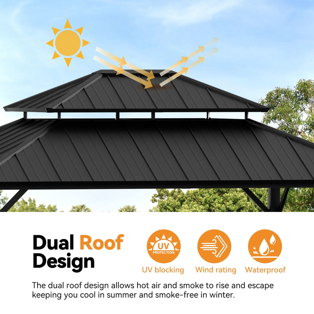 12'x14' The Horizon Metal Hardtop Gazebo