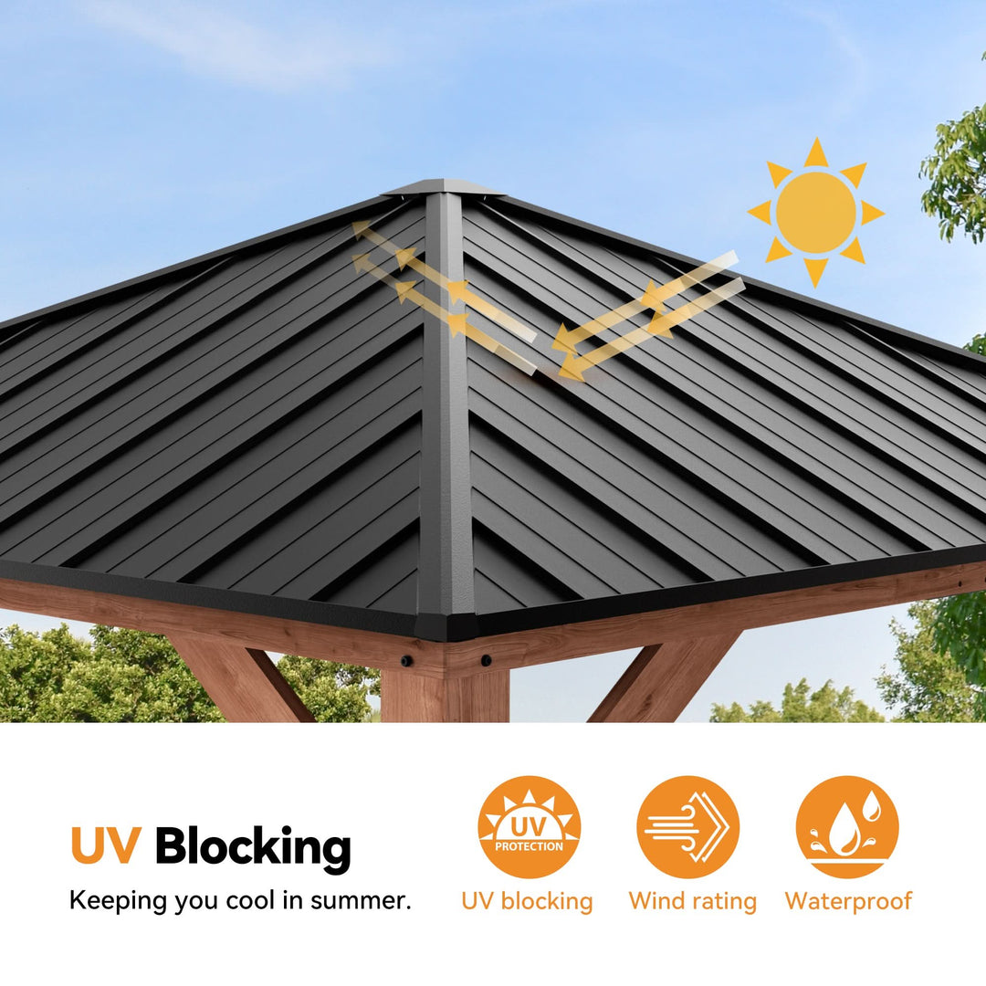 10'x10' Tranquil Grove Cedar Hardtop Gazebo