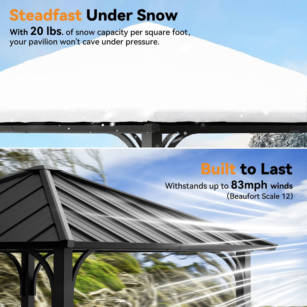 8'x8' The Horizon Metal Hardtop Gazebo