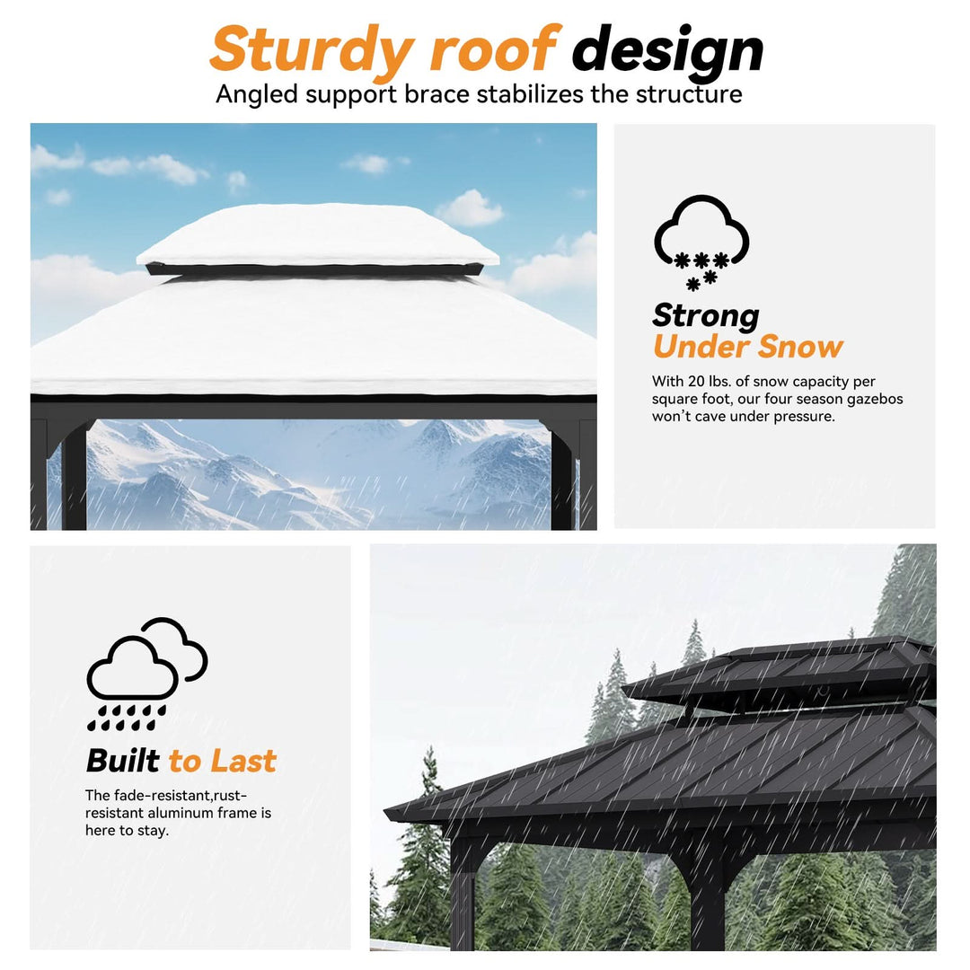 6'x8' Aluminum Grill Hardtop Gazebo